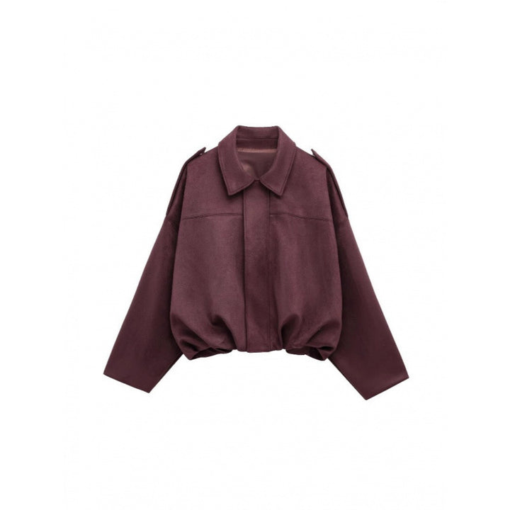 Damen modische Oversize-Jacke mit verstecktem Bund und Schulterdetails Drune