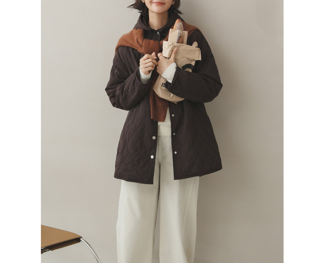 Damen Modische Steppjacke mit Kapuze Drune