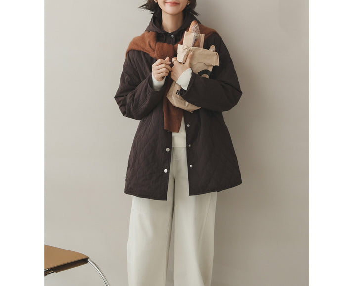 Damen Modische Steppjacke mit Kapuze Drune