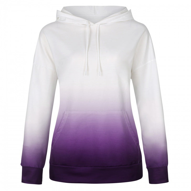 Damen Oversize Kapuzenpullover mit Dip-Dye Farbverlauf und Kängurutasche Drune