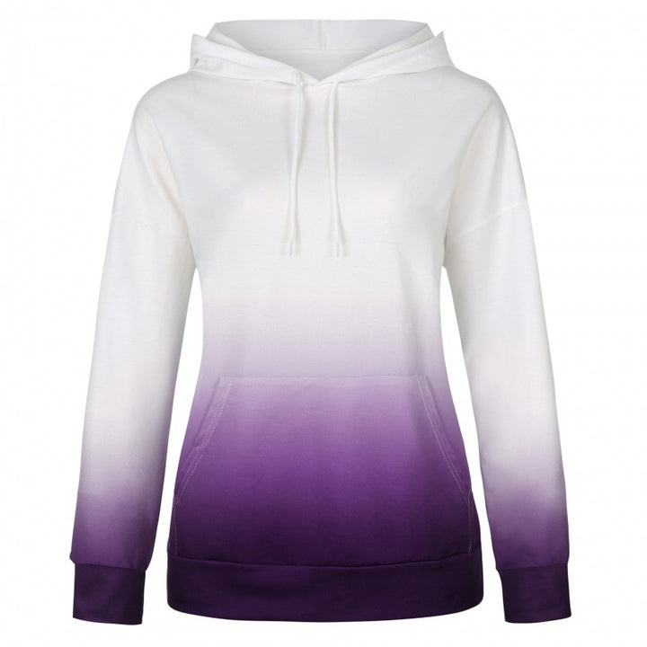 Damen Oversize Kapuzenpullover mit Dip-Dye Farbverlauf und Kängurutasche Drune
