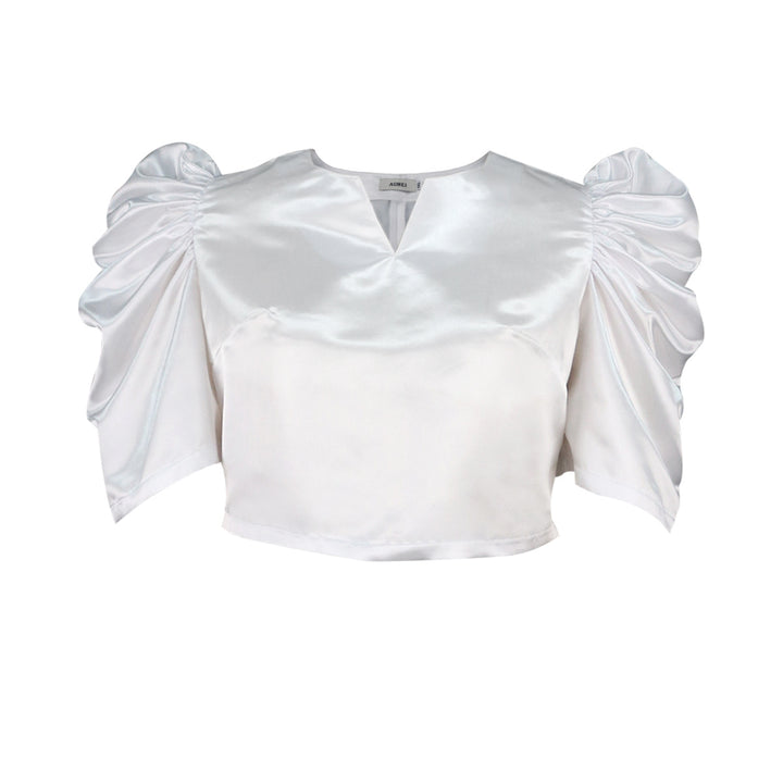 Damen Satin Bluse mit voluminösen Puffärmeln Drune
