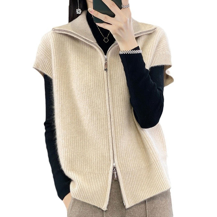 Damen Strickjacke mit Rollkragen und durchgehendem Reißverschluss Drune