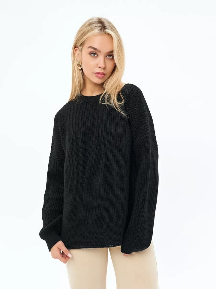 Damen Grobstrickpullover mit lockerer Passform und strukturiertem Design Drune
