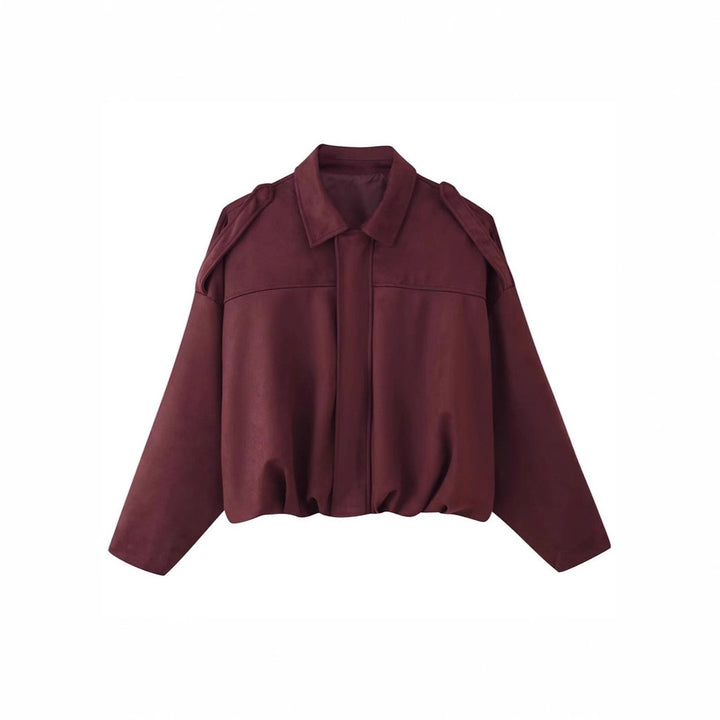 Damen Kurzgeschnittene Oversize Blousonjacke mit Schulterklappen Drune