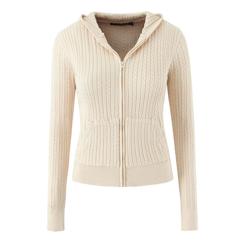 Damen modische Sweatjacke mit Struktur und integrierter Kapuze Drune