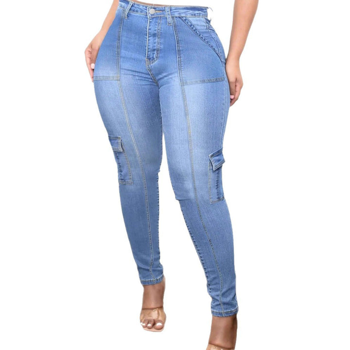 Damen High-Waist Skinny-Jeans mit Cargotaschen und sculptender Nahtführung Drune