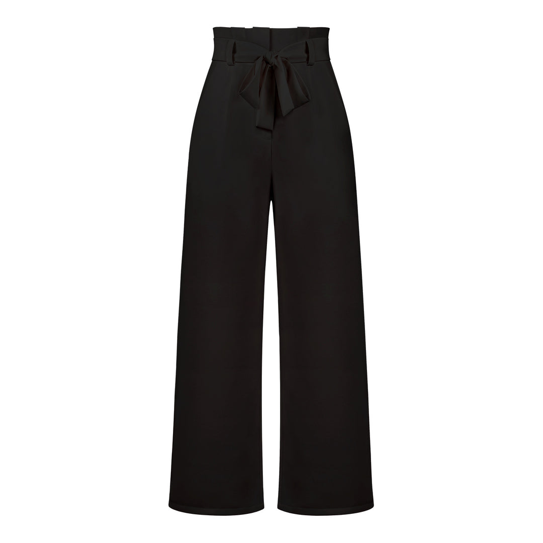 Damen Weit geschnittene Hochbundhose mit Bindegürtel Drune