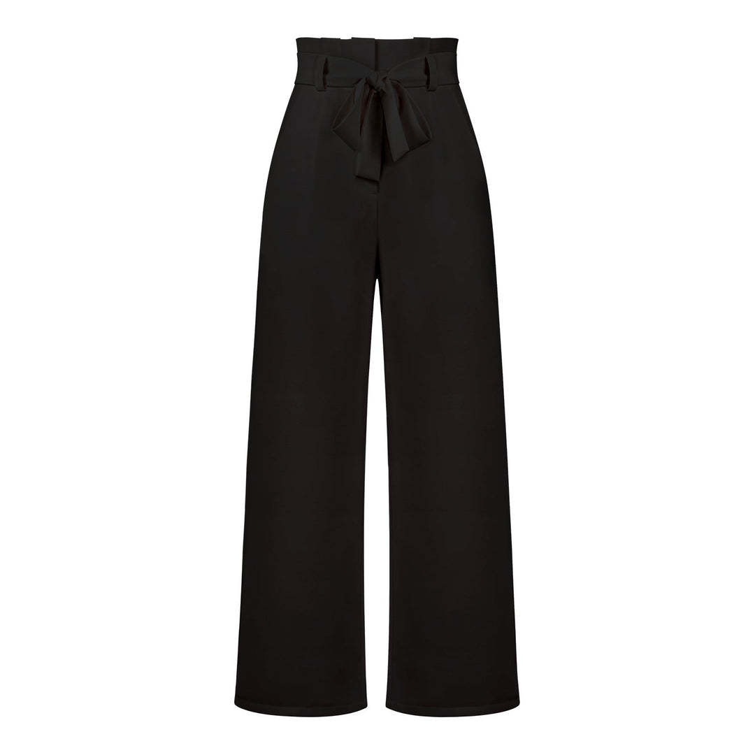 Damen Weit geschnittene Hochbundhose mit Bindegürtel Drune