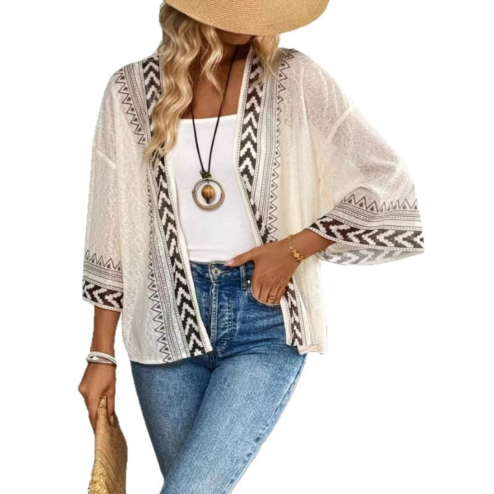 Damen Leichtes und luftiges Strickcardigan mit ethnischem Muster Drune