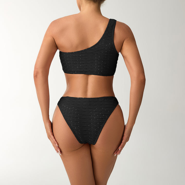 Damen Einseitiger Bandeau-Bikini mit strukturierter Oberfläche Drune