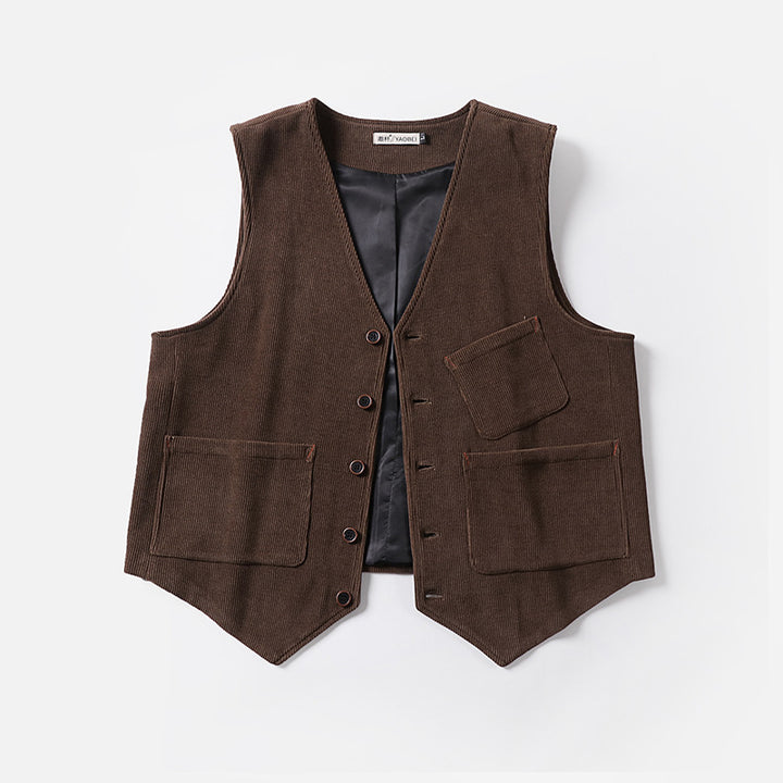 Herren Cordweste ohne Revers mit aufgesetzten Taschen und Futter Drune