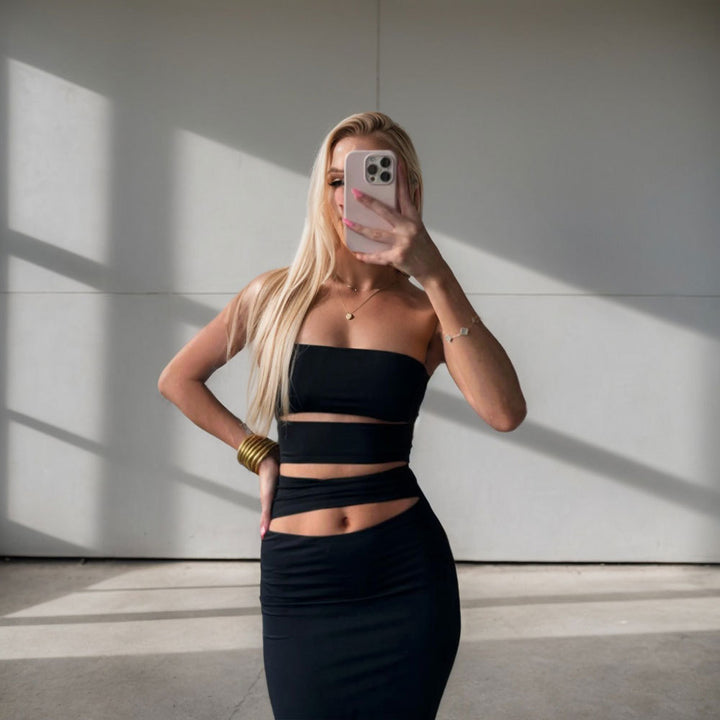 Damen Figurbetontes Kleid mit Bandeau-Ausschnitt und Praktischen Cut-Out-Details Drune