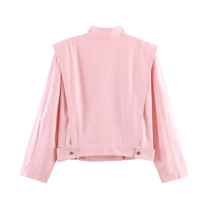 Damen Kurzjacke mit asymmetrischem Verschluss und Stehkragen Drune