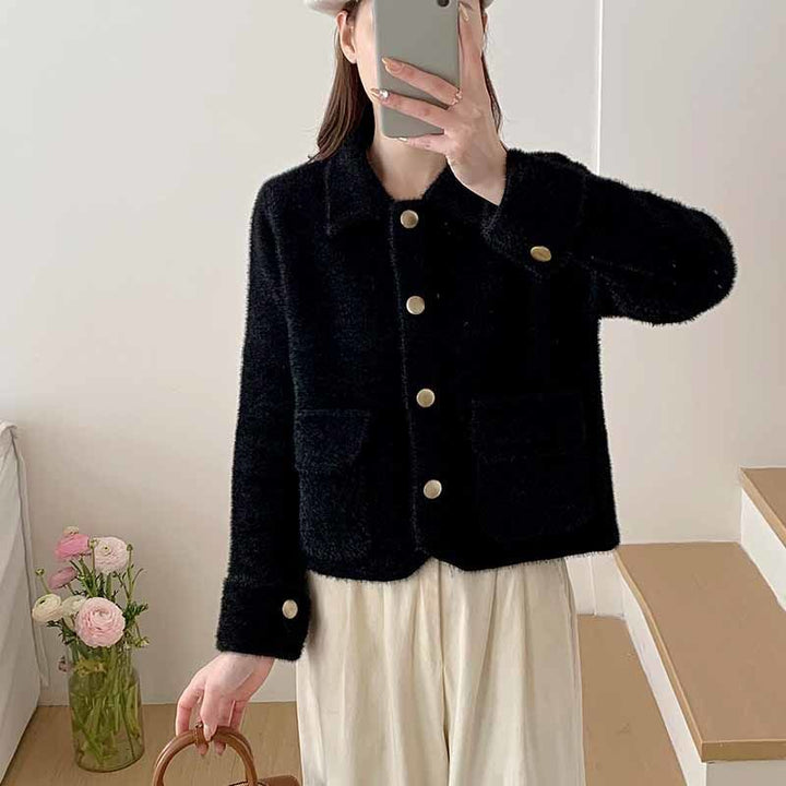 Damen elegante und kuschelige Kurzjacke Drune