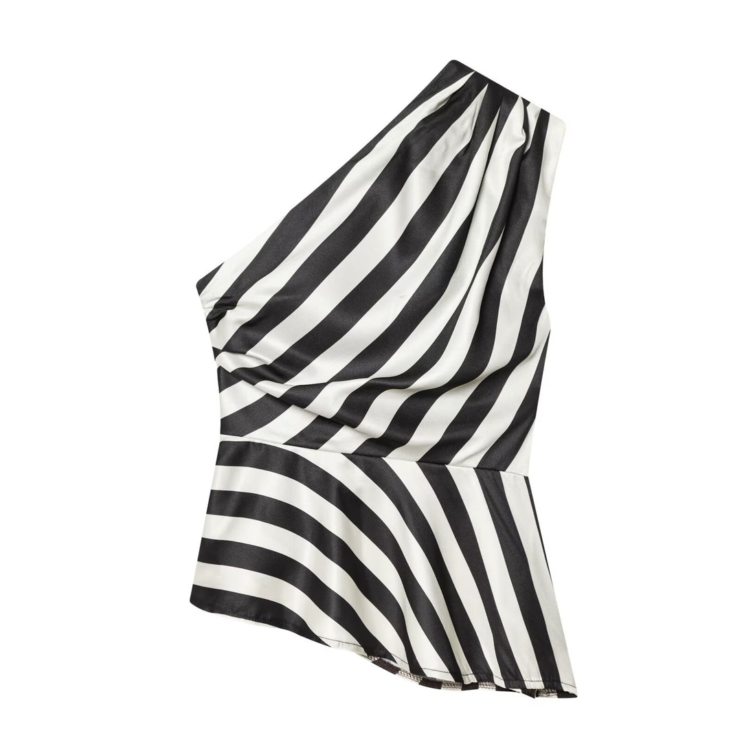 Damen asymmetrisches Oberteil mit Raffungen Drune