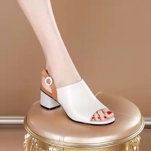 Damen Offene High-Heel Pantoletten mit kreativem Riemendesign und komfortablem Blockabsatz Drune