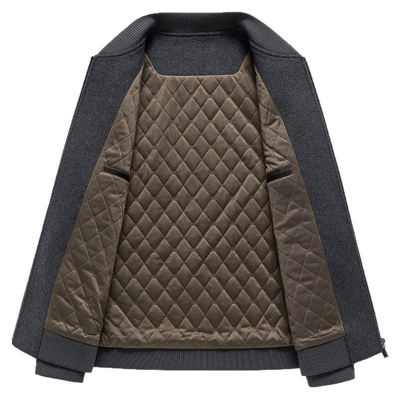 Herren lässige Steppjacke mit hohem Stehkragen und geschorenem Fleece Drune