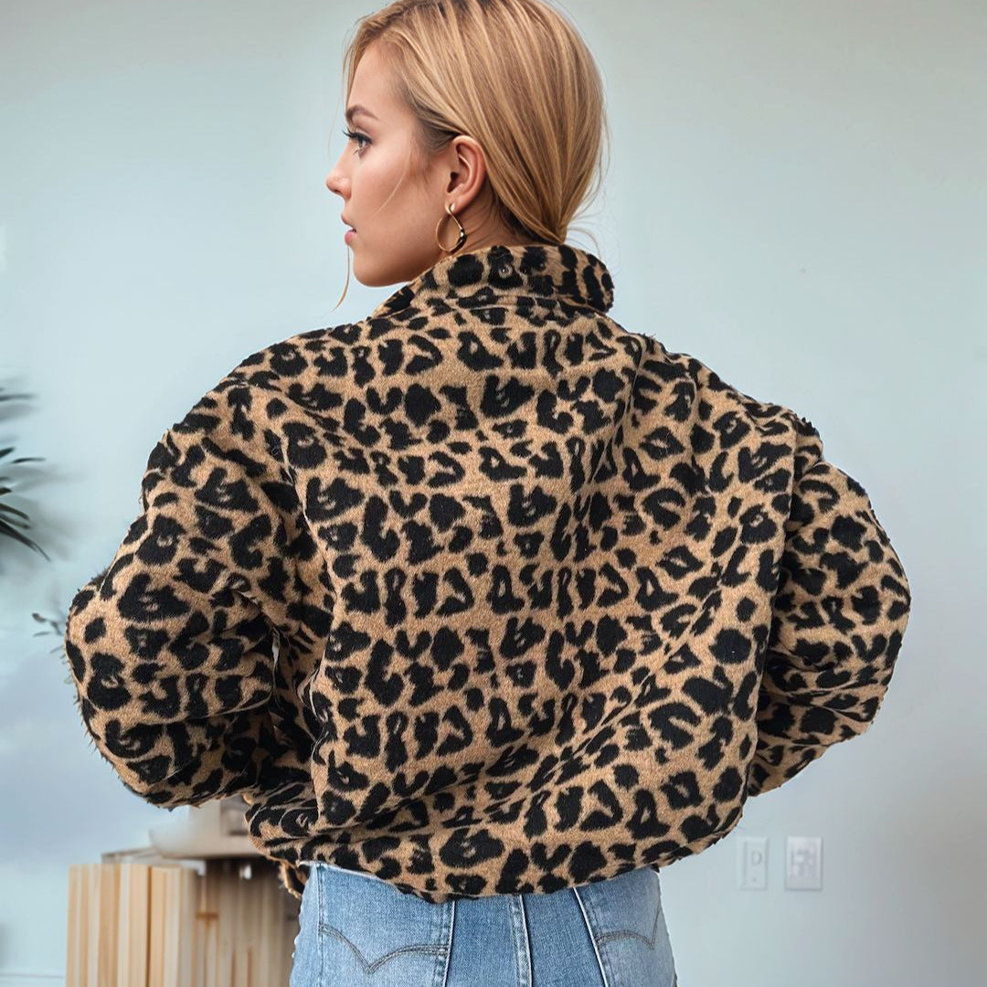 Damen modische Teddyjacke im Leopardenmuster Drune