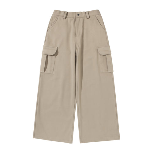 Damen Cropped Cargo-Hose mit weitem Bein und aufgesetzten Taschen Drune