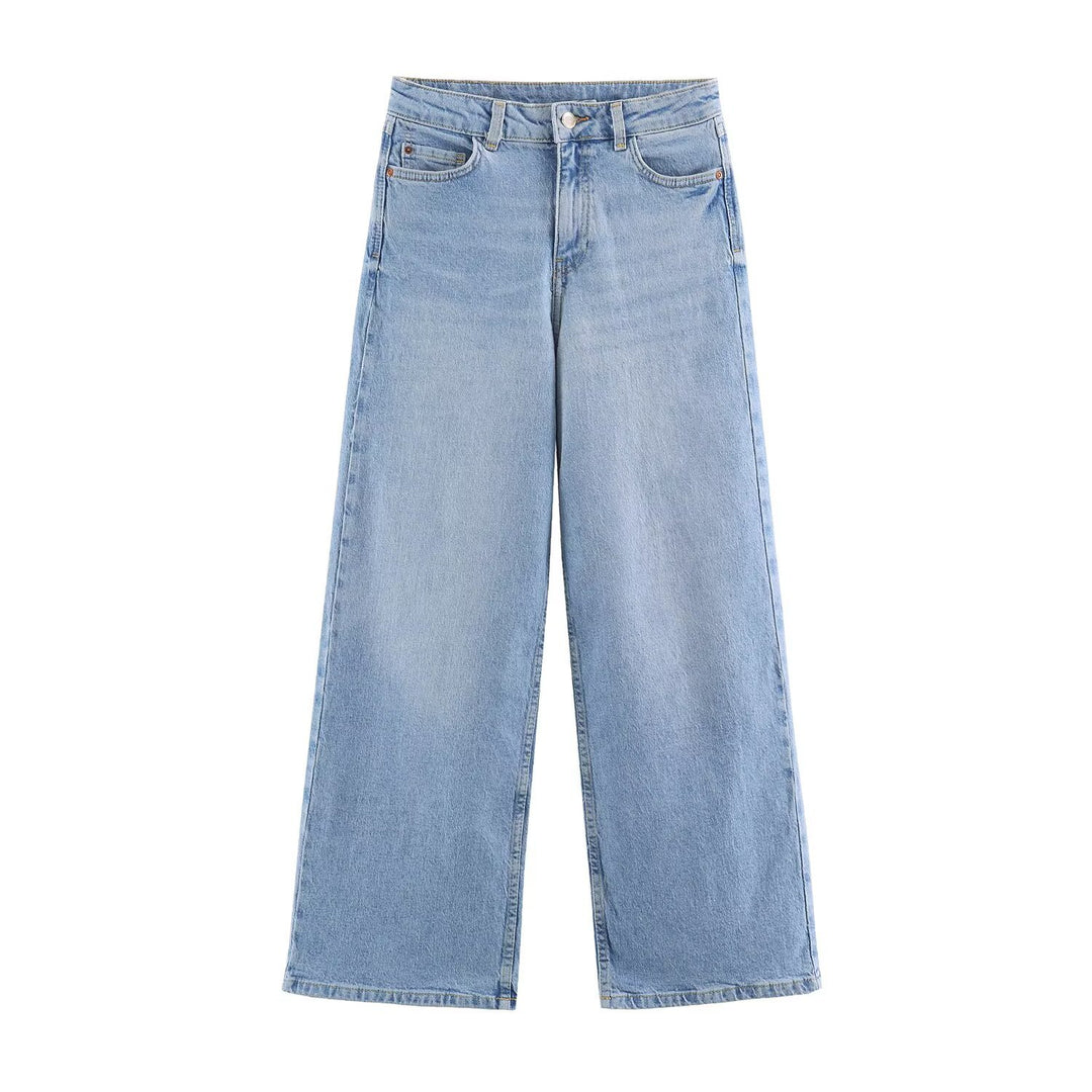 Damen Hochtaillierte Cropped Jeans mit weitem Bein und Fünf‑Taschen‑Schnitt Drune