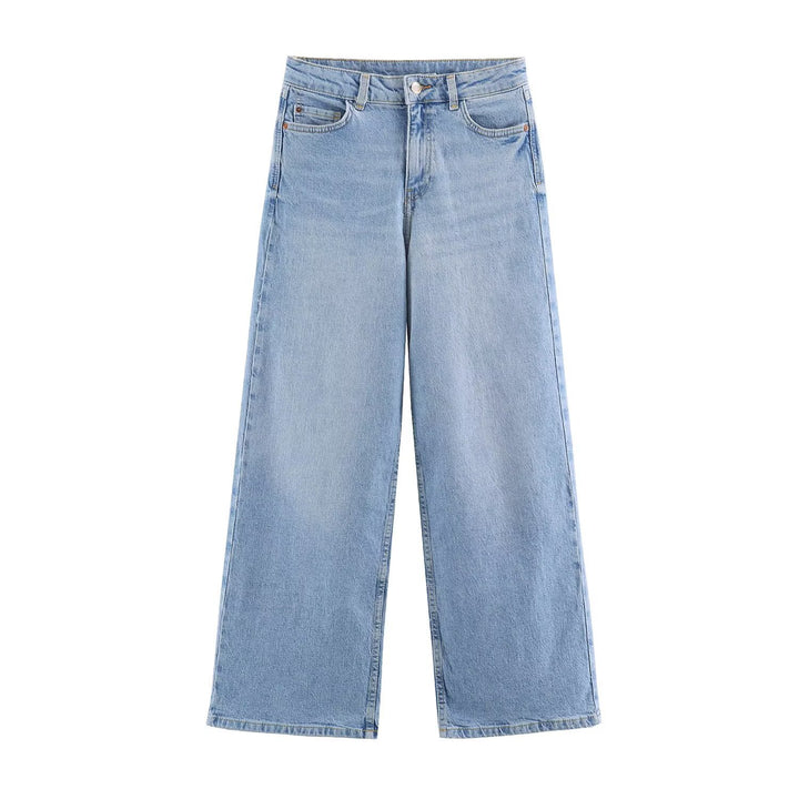 Damen Hochtaillierte Cropped Jeans mit weitem Bein und Fünf‑Taschen‑Schnitt Drune