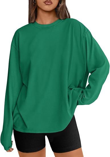 Damen Oversize-Sweatshirt mit Rundhalsausschnitt und verlängertem Saum Drune