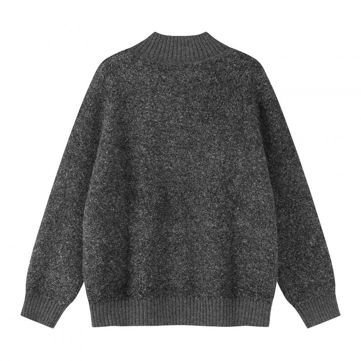 Unisex Boxy-Strickpullover mit Henley-Knopfleiste und hochgezogenem Rippkragen Drune