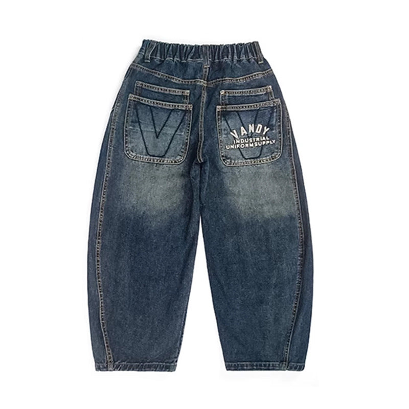 Unisex weite Denim Hose mit kreativen Gestaltungselementen Drune