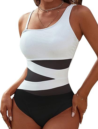 Damen Sportlicher Badeanzug mit einzigartigen Mesh-Einsätzen Drune