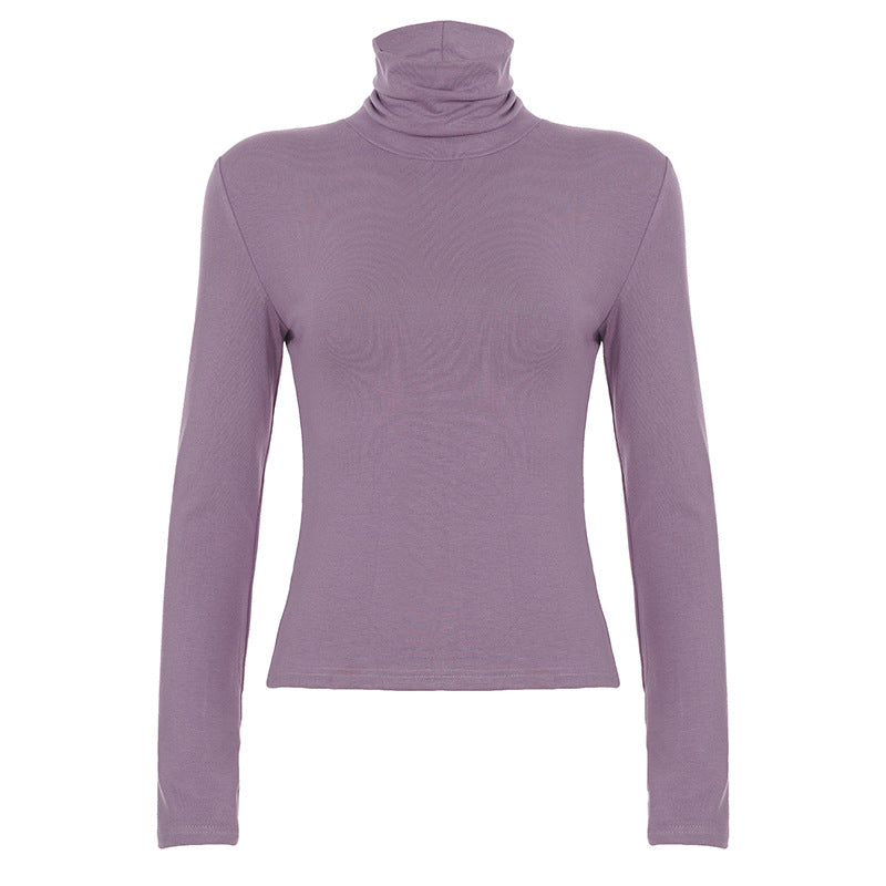 Damen Figurnahes Langarm-Rollkragen-Shirt aus Stretch-Jersey Drune