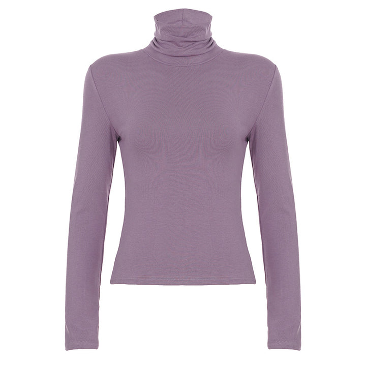 Damen Figurnahes Langarm-Rollkragen-Shirt aus Stretch-Jersey Drune