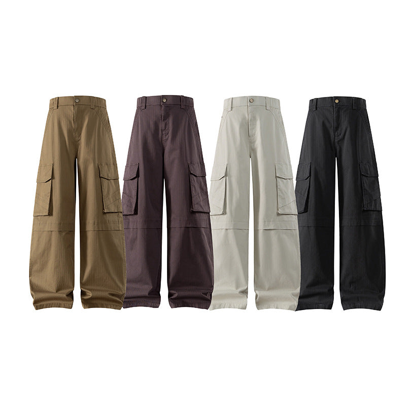 Damen weite Cargo-Hose mit hoher Taille und Multifunktions-Taschen Drune