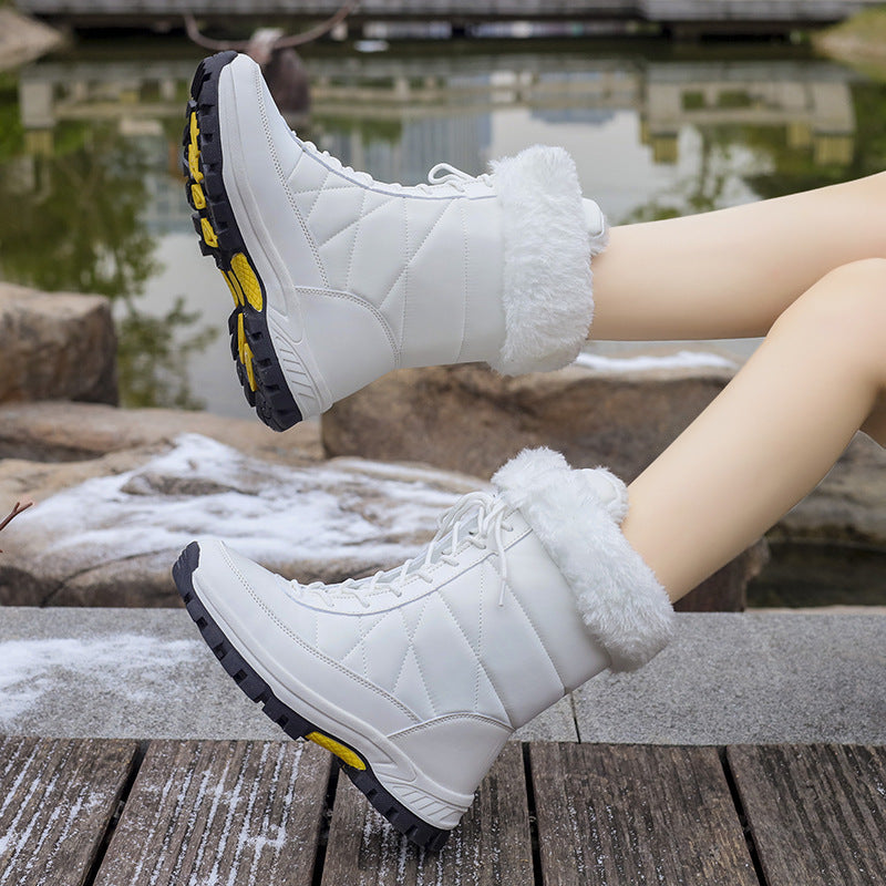 Damen Winterstiefel mit Kunstfellkragen, gesteppter Schaft und profilierter Thermosohle Drune