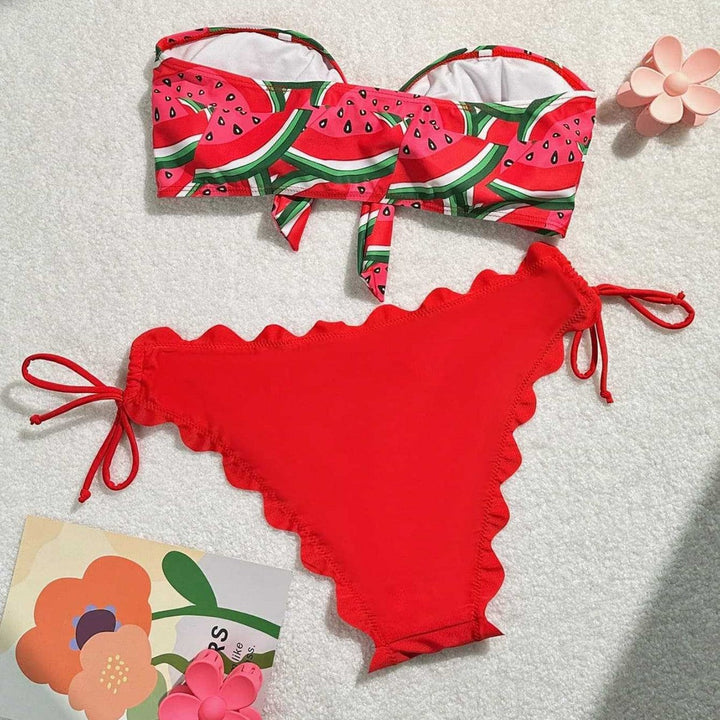 Damen Bandeau-Bikini mit verspieltem Knotendesign Drune