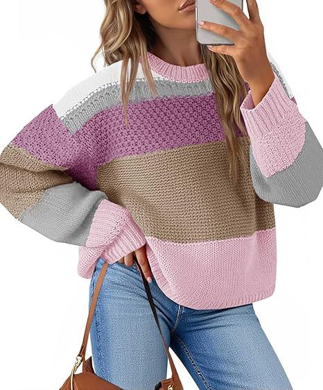 Damen Grobstrickpullover mit Farbblockdesign und oversized Schnitt Drune