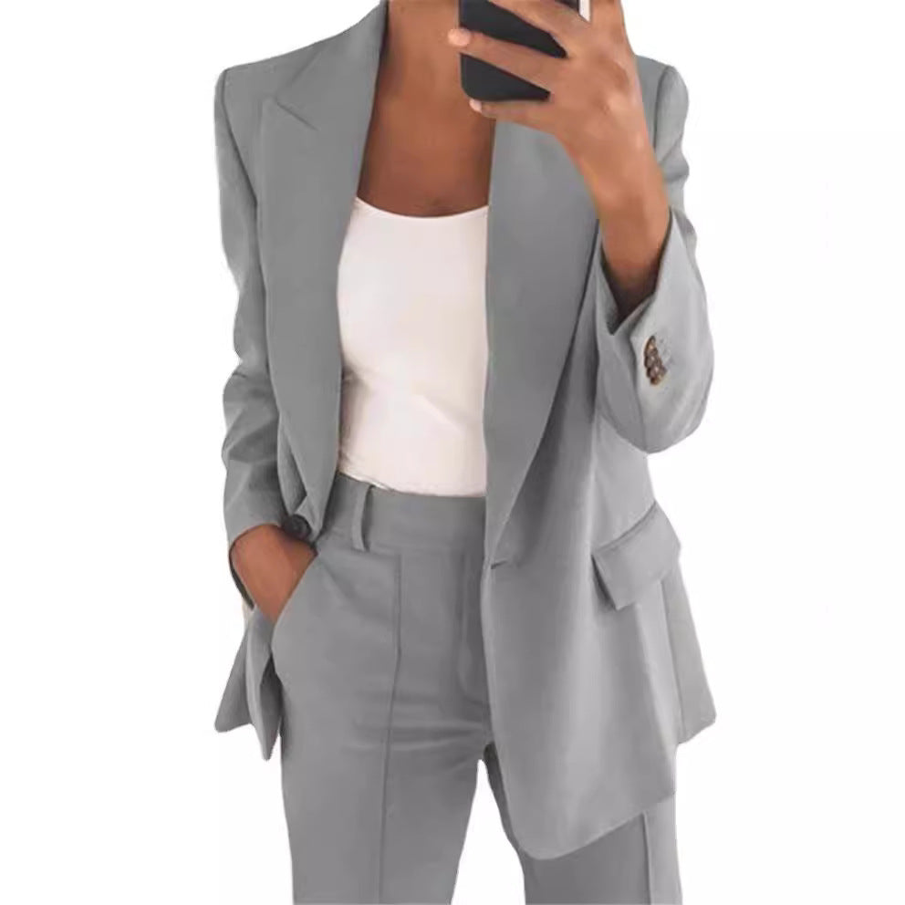 Damen nan Business-Blazer-Set mit strukturierter Oversize-Silhouette, Reverskragen und Bundfaltenhose Drune