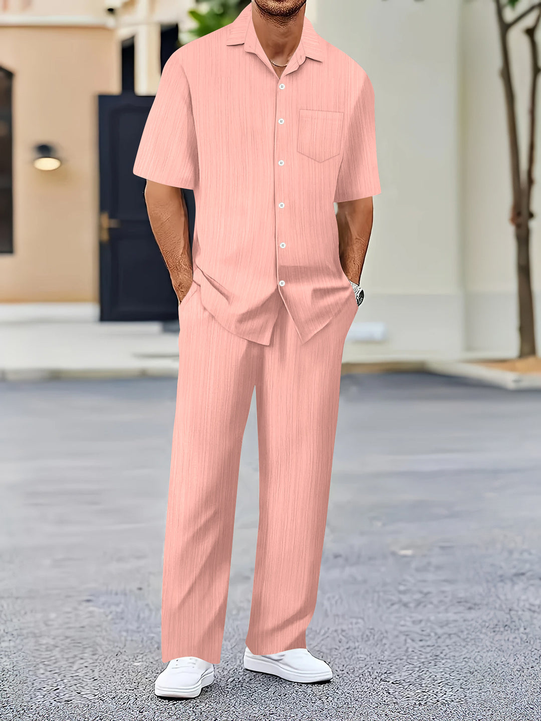 Herren Freizeitanzug mit eleganter Textur und praktischen Taschen Drune