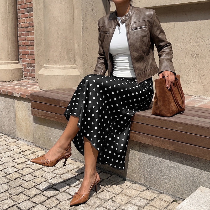 Damen Elegante Maxirock mit Punkten Drune