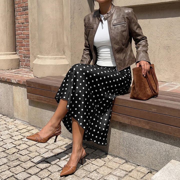 Damen Elegante Maxirock mit Punkten Drune