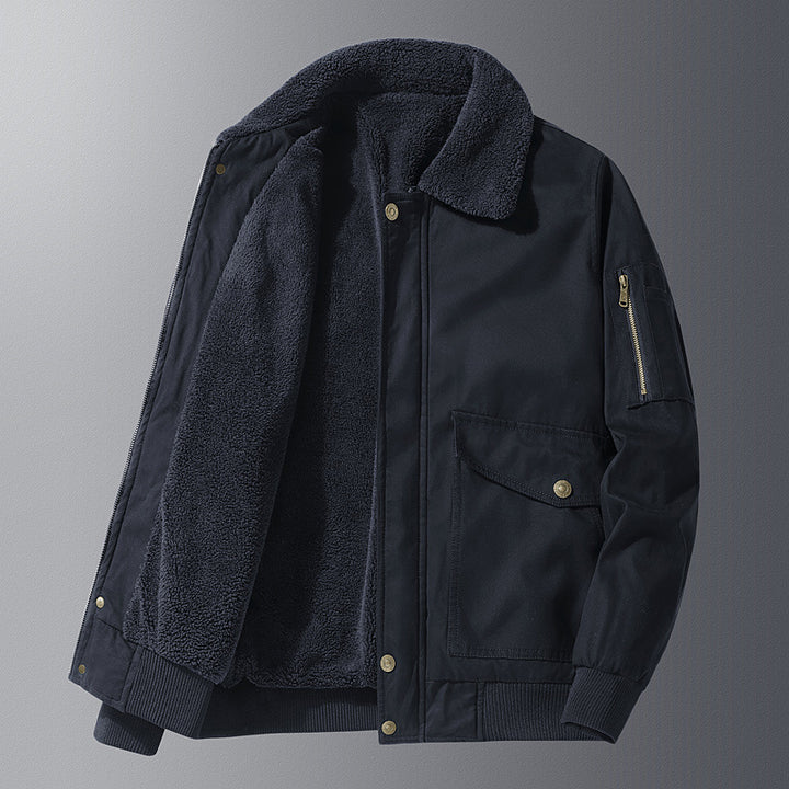 Herren Thermo-Pilotenblouson mit durchgehendem Teddyfleece, Pattentaschen und Ärmel-Organizer Drune