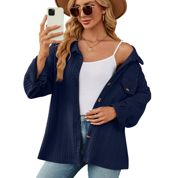 Damen Übergröße Hemdjacke mit strukturiertem Muster Drune