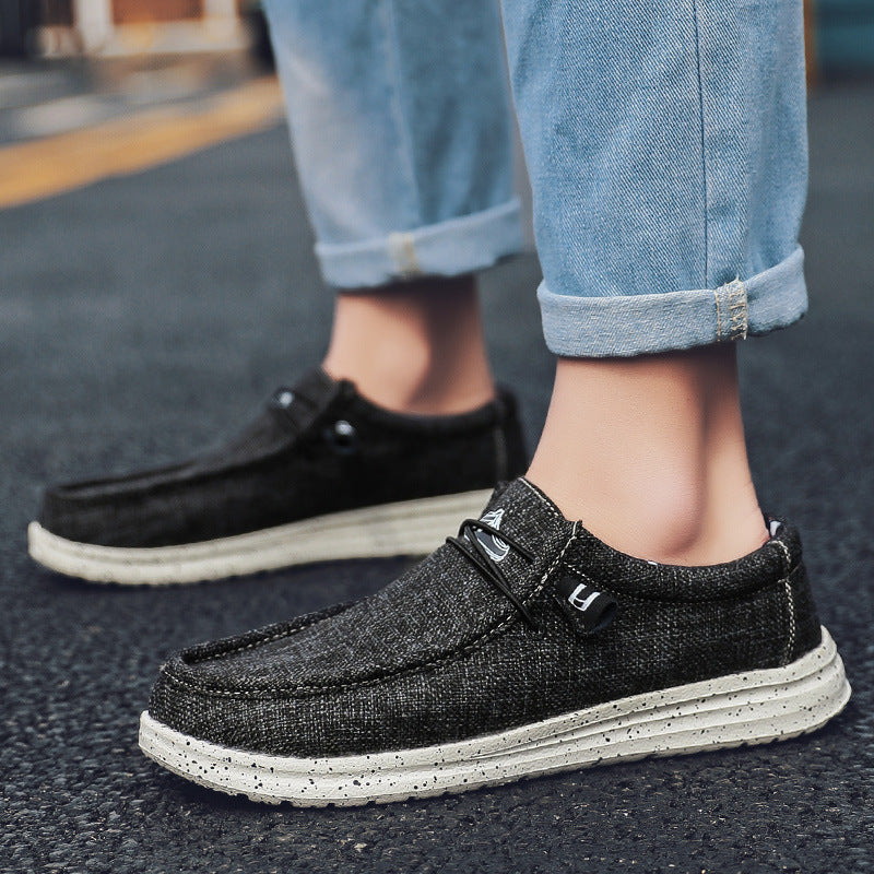 Herren Legerer Canvas-Mokassin-Slipper mit geflochtener Schnürung und gefleckter EVA-Sohle Drune