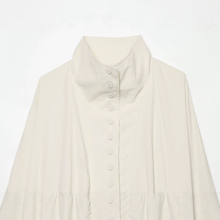 Damen Cropped-Blouson mit hohem Stehkragen, durchgehender Knopfleiste und Ballonärmeln Drune