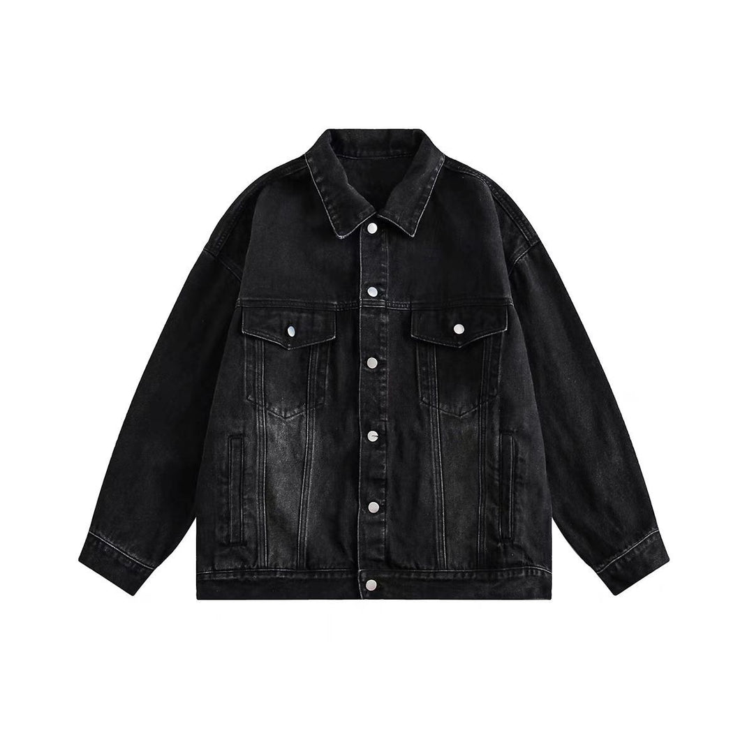 Herren Boxy-Denim-Überhemdjacke mit Druckknopfblende, Pattentaschen & geradem Saum Drune