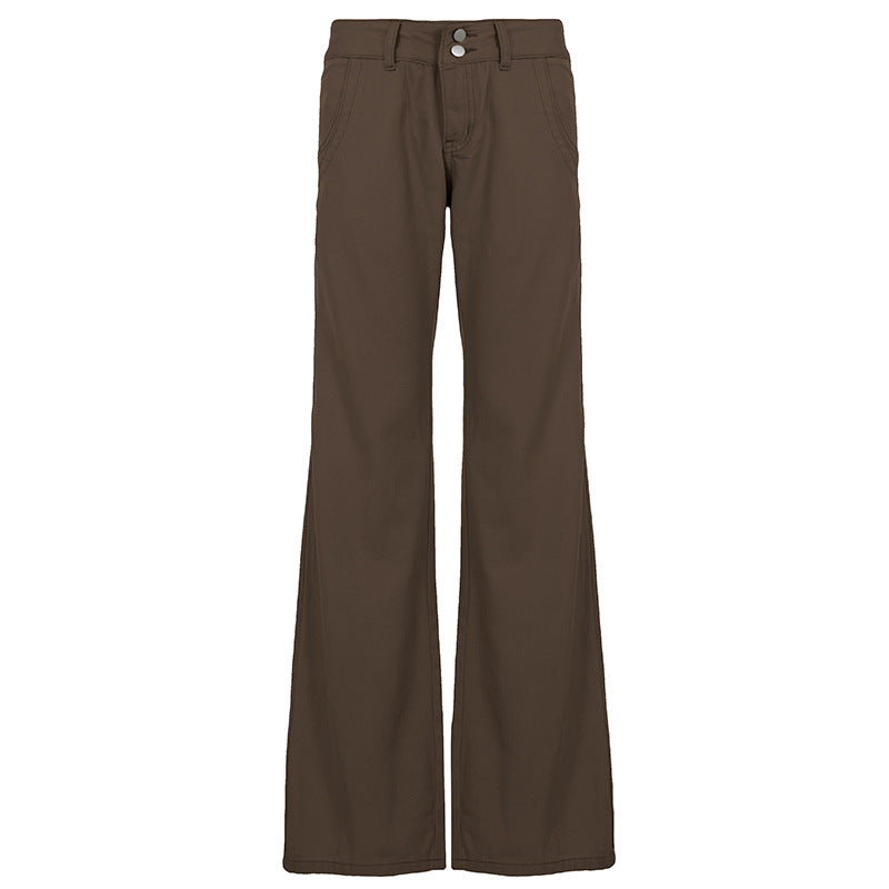 Damen lässige Flared Jeanshose mit hohem Bund und weitem Bein Drune