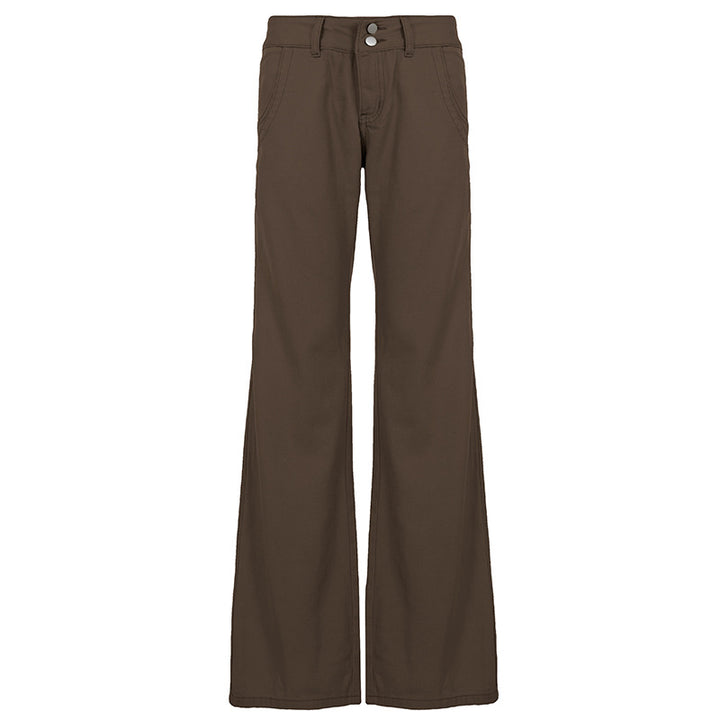 Damen nan Highwaist Schlaghose mit weitem Bein, hohem Bund und Gürtelschlaufen Drune