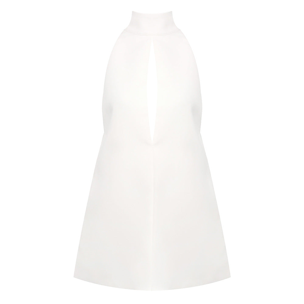 Damen elegantes und modisches Abendkleid mit hochgeschlossenem Kragen Drune