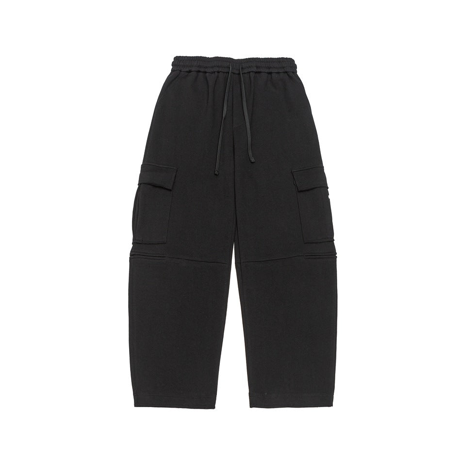 Damen Weite Cargo-Jogginghose aus French Terry mit Gummibund und aufgesetzten Klappentaschen Drune