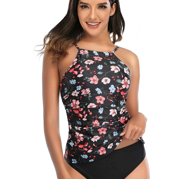Damen Sportlicher Tankini mit Rüschendetails und animalischem Muster Drune
